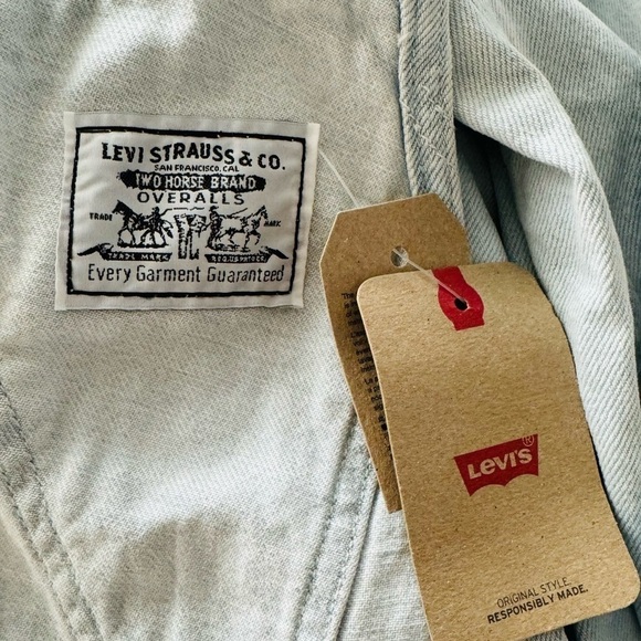 LEVI’S Utility Carpenter Style Light Wash Overalls Size XL NEW - Picture 7 of 11